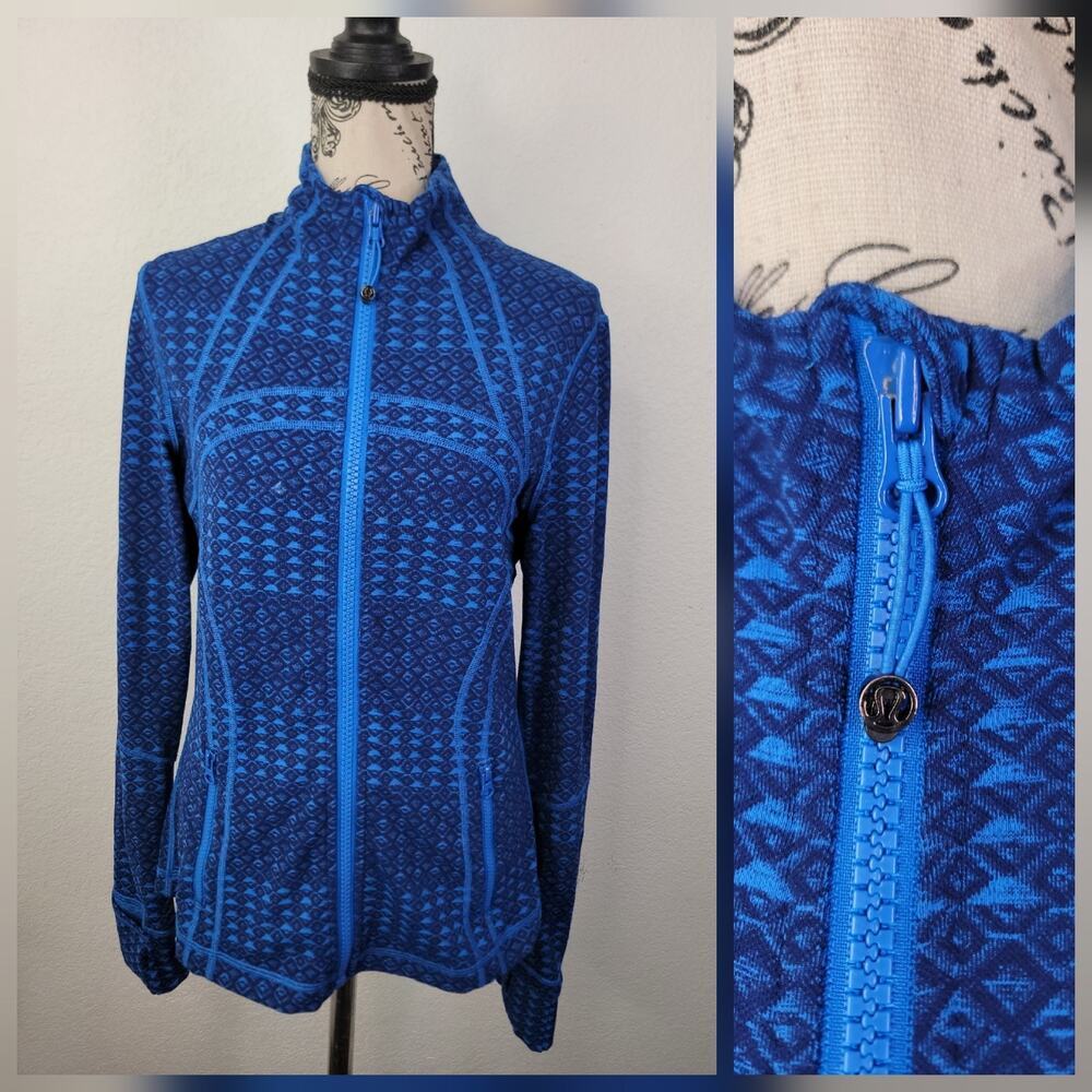 Lululemon Define Jacket Sz 8 Triometric Lakeside Blue Hero Zip Up Thumbholes